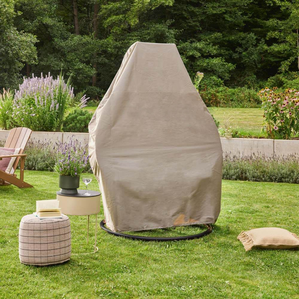 Polyrattan Hängesessel mit Regenabdeckung - Schwarz für 2 Personen