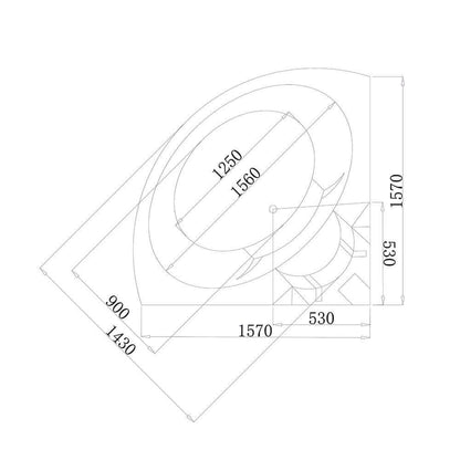 Whirlpool Badewanne mit Lichttherapie - 157 x 157 cm