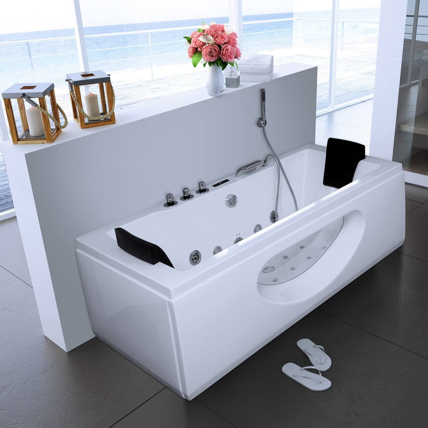 Whirlpool Badewanne mit Lichttherapie - 180 x 90 cm