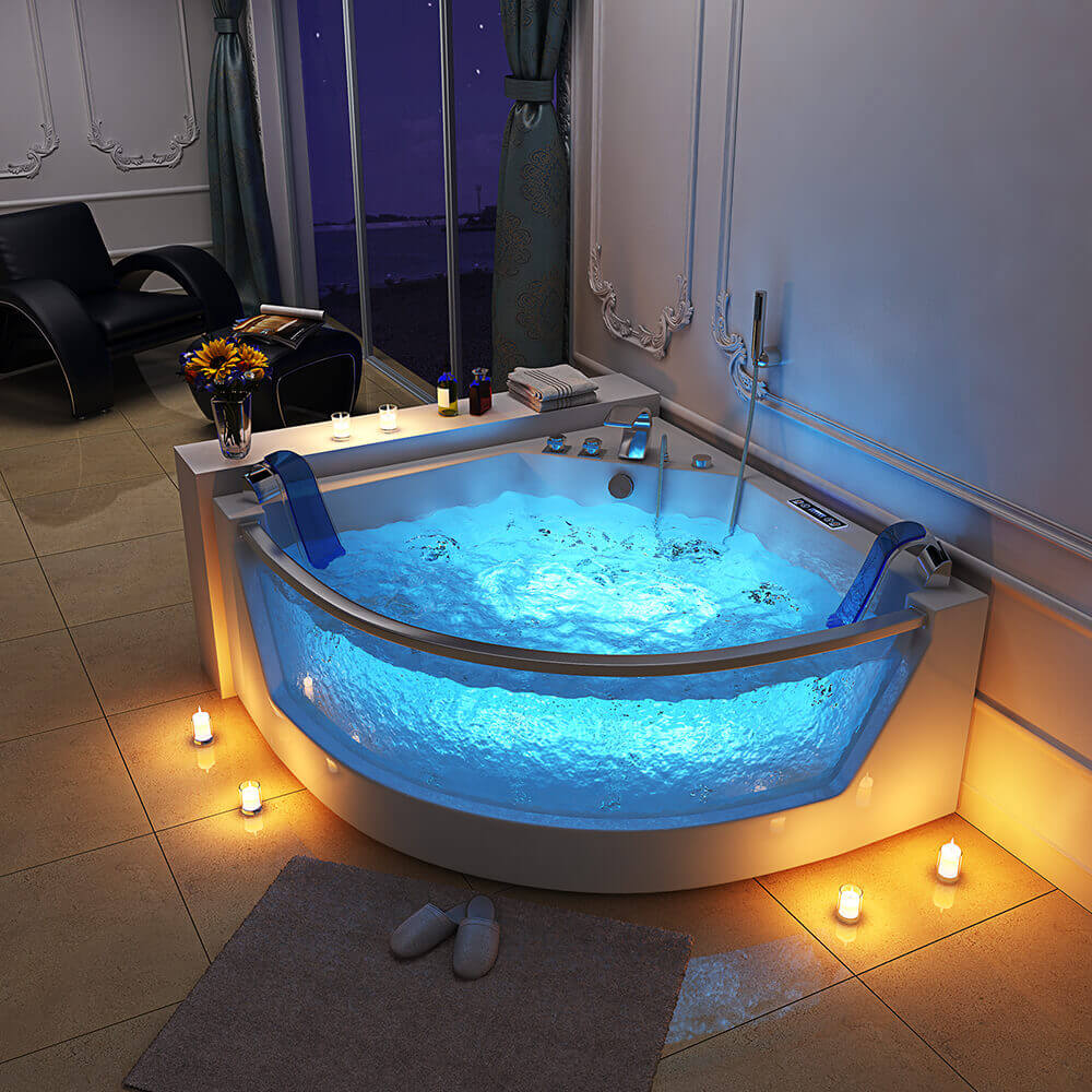 Whirlpool Badewanne mit Lichttherapie - 140 x 140 cm