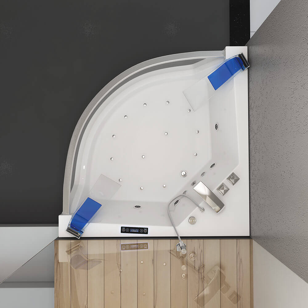 Whirlpool Badewanne mit Lichttherapie - 140 x 140 cm