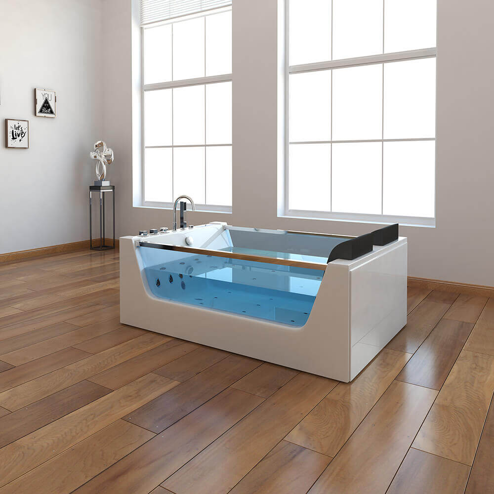 Whirlpool Badewanne mit Lichttherapie - 180 x 120 cm