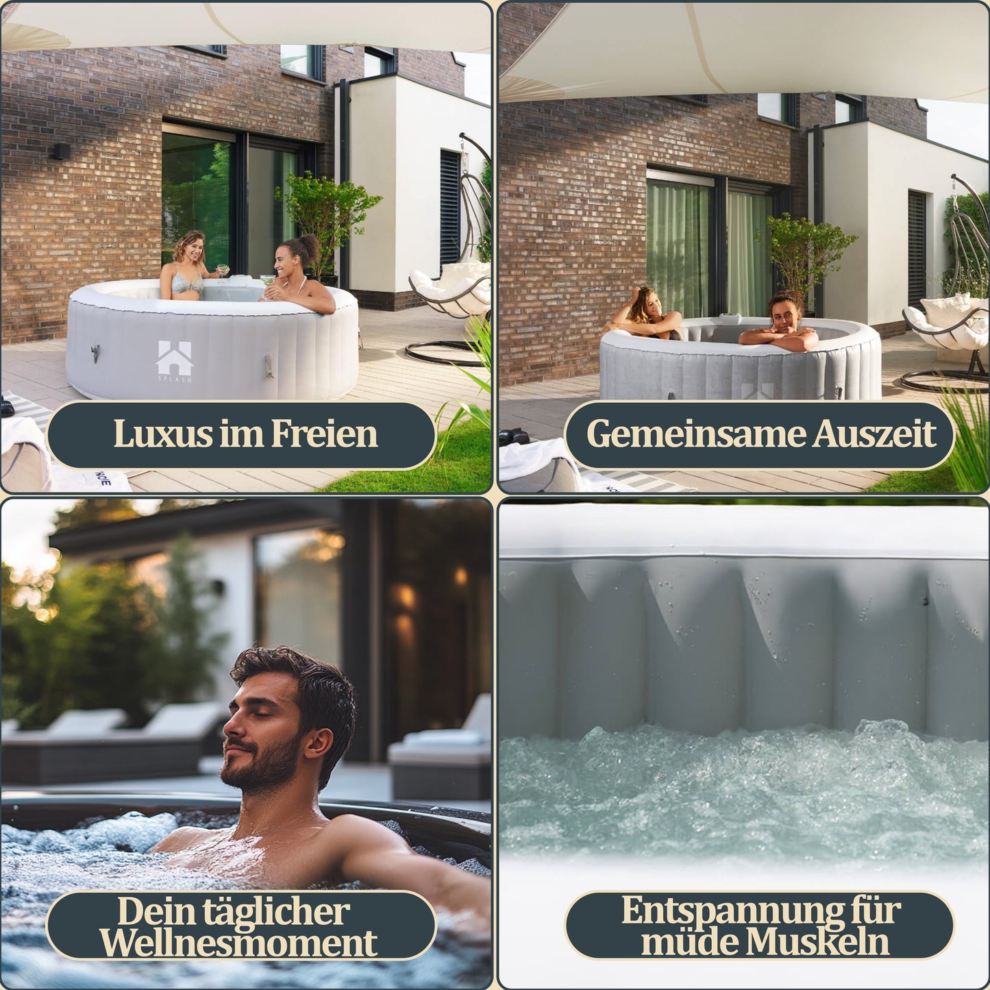 Outdoor Whirlpool inkl. Abdeckung - Ø208 cm 6 Personen Beton