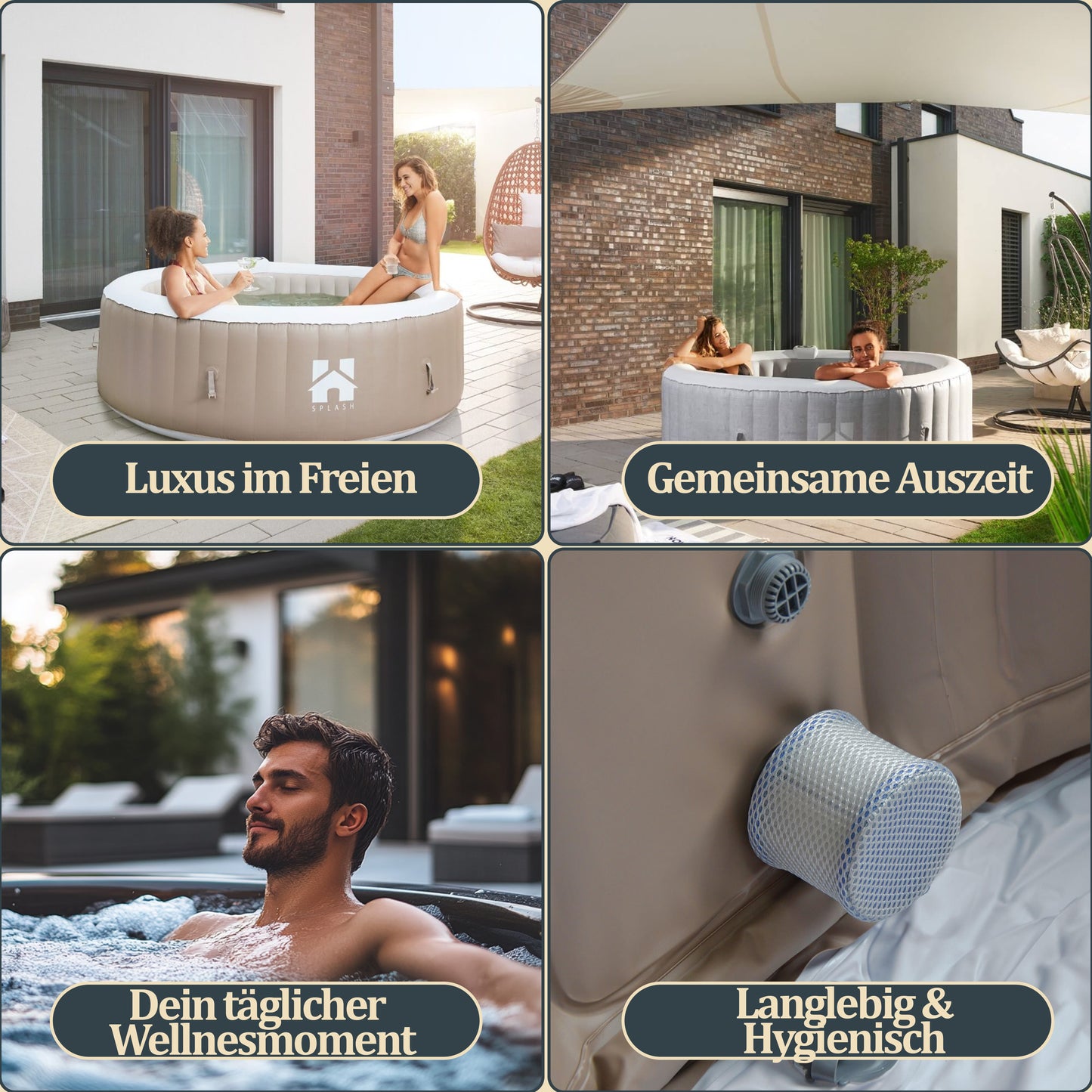 Outdoor Whirlpool inkl. Abdeckung - Ø208 cm 6 Personen Beton