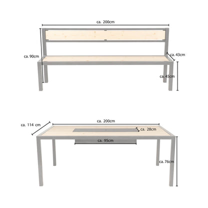 Sitzgarnitur aus Lärche - 200 x 43 cm Made in Germany