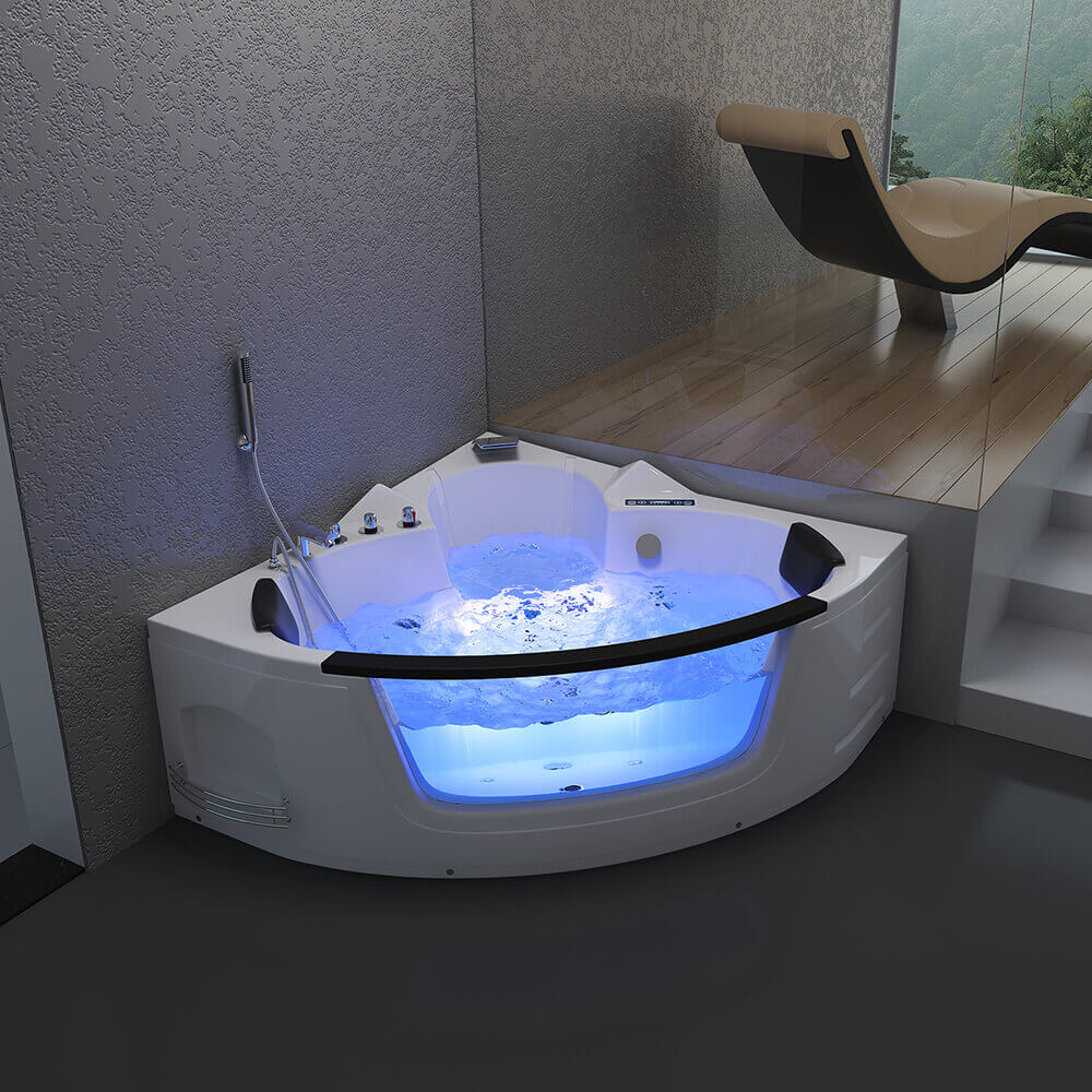 Whirlpool Badewanne mit Lichttherapie - 140 x 140 cm