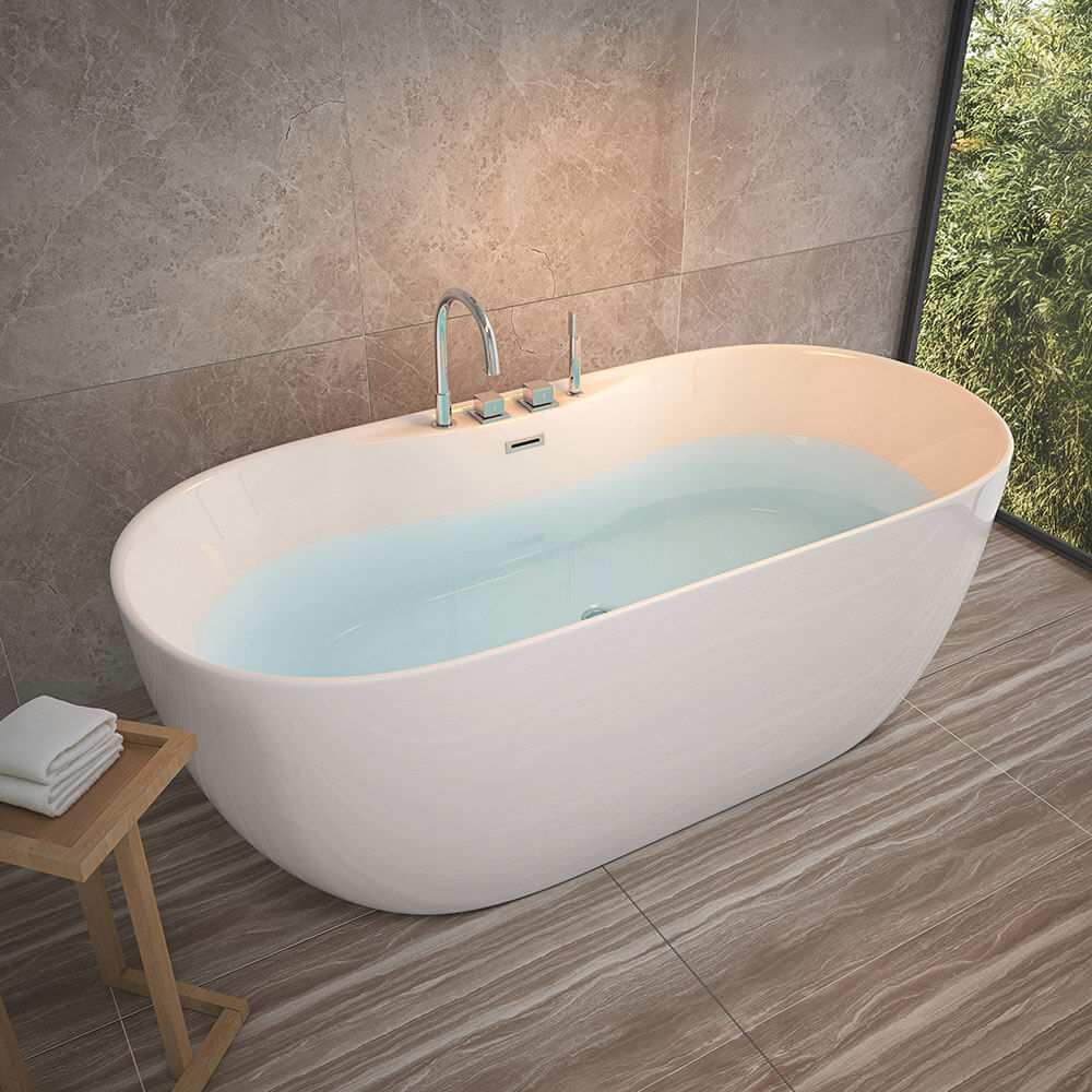 Freistehende Badewanne mit Armatur - 170 x 80 cm
