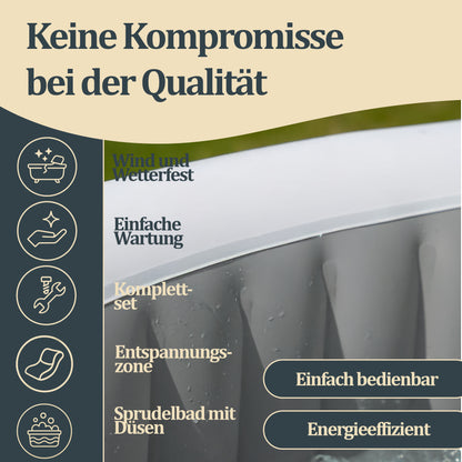 Outdoor Whirlpool inkl. Abdeckung - Ø208 cm 6 Personen Beton