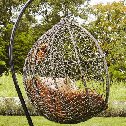 Polyrattan Hängesessel mit Gestell - Grau/Braun