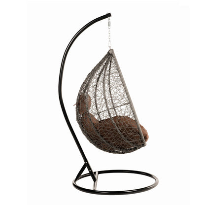 Polyrattan Hängesessel mit Gestell - Grau/Braun