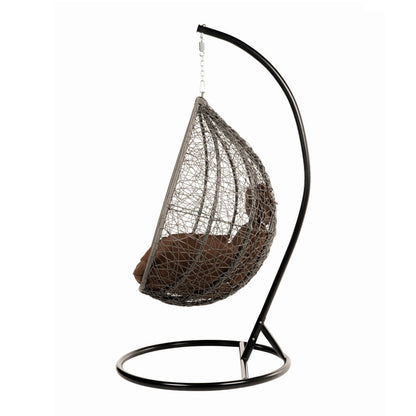 Polyrattan Hängesessel mit Gestell - Grau/Braun