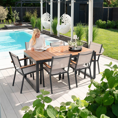 Garten-Sitzgruppe in Holzoptik - 160 x 90 cm 6 Stühle