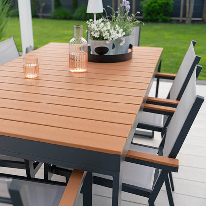 Garten-Sitzgruppe in Holzoptik - 160 x 90 cm 6 Stühle