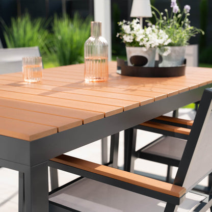 Garten-Sitzgruppe in Holzoptik - 160 x 90 cm 6 Stühle