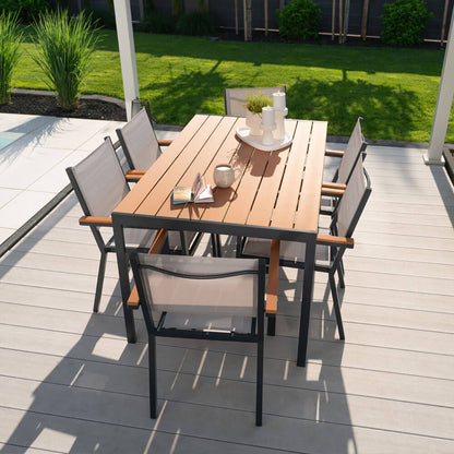 Garten-Sitzgruppe in Holzoptik - 150 x 90 cm 6 Stühle