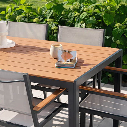 Garten-Sitzgruppe in Holzoptik - 150 x 90 cm 6 Stühle