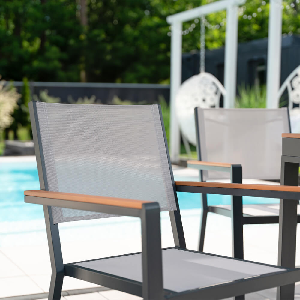 Garten-Sitzgruppe in Holzoptik - 150 x 90 cm 6 Stühle