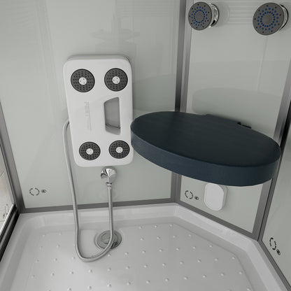 Dampfdusche mit Wasserfall und Dampfsauna - 120 x 80 cm Rechts