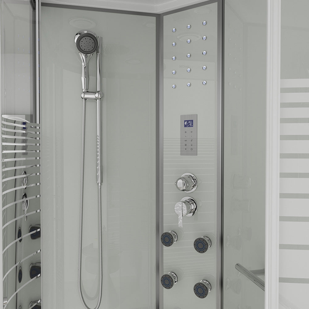 Dampfdusche mit Wasserfall und Dampfsauna - 120 x 80 cm Rechts