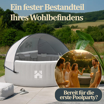 Outdoor Whirlpool inkl. Kissen, Getränkehalter und Sonnendach - Ø208 cm 6 Personen Grau