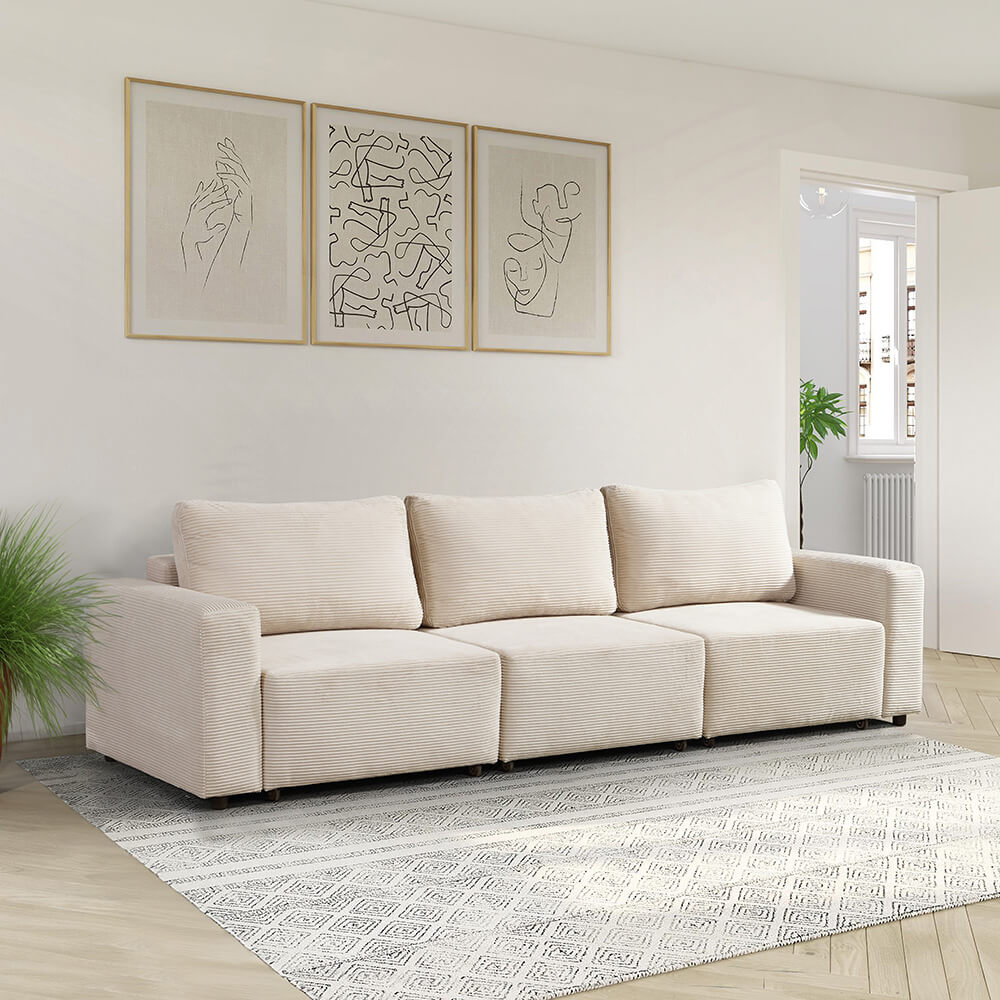 Modulares Schlafsofa - 295 x 92 cm Beige