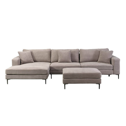 Sofa mit Hocker - 340 x 188 cm Cord Beige