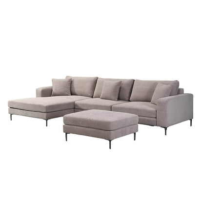 Sofa mit Hocker - 340 x 188 cm Cord Beige