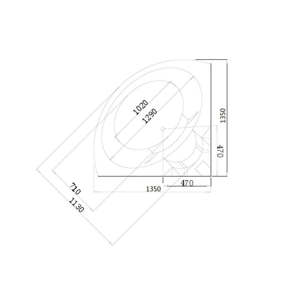 Whirlpool Badewanne mit Lichttherapie - 135 x 135 cm