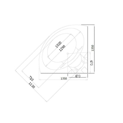 Whirlpool Badewanne mit Lichttherapie - 135 x 135 cm