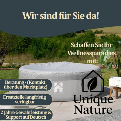 Outdoor Whirlpool inkl. Kissen, Getränkehalter und Sonnendach - Ø208 cm 6 Personen Grau
