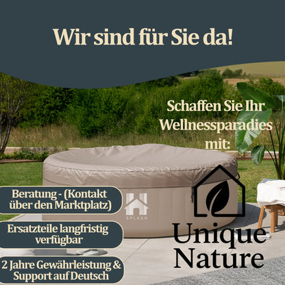 Outdoor Whirlpool inkl. Kissen, Getränkehalter und Sonnendach - Ø208 cm 6 Personen Grau