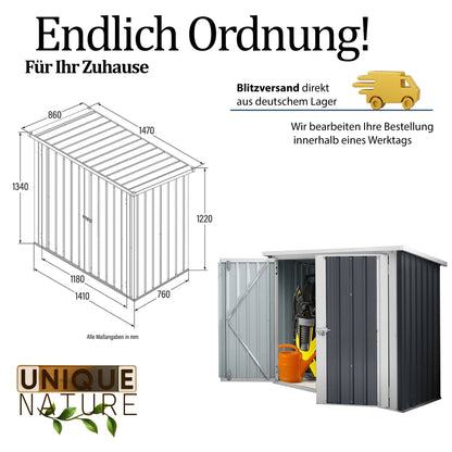 Geräteschuppen aus verzinktem Stahl - 147 x 86 cm