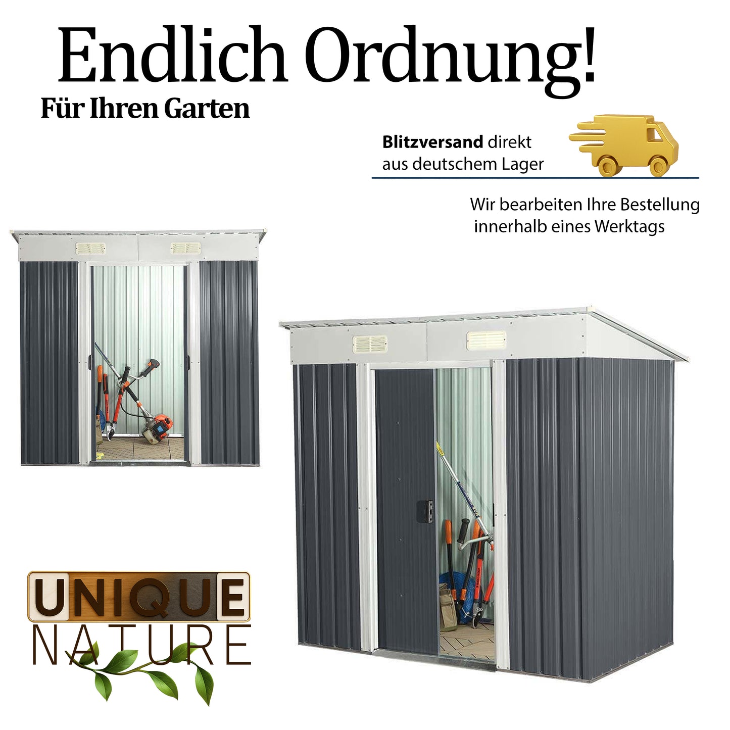 Geräteschuppen aus verzinktem Stahl - 195 x 180 cm