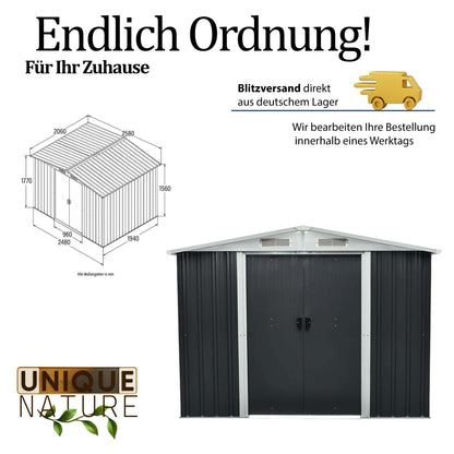 Geräteschuppen aus verzinktem Stahl - 258 x 177 cm