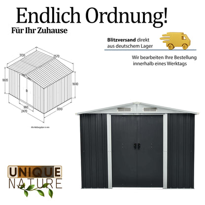 Geräteschuppen aus verzinktem Stahl - 257 x 178 cm