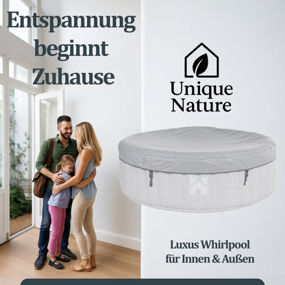 Outdoor Whirlpool inkl. Kissen, Getränkehalter und Sonnendach - Ø208 cm 6 Personen Grau
