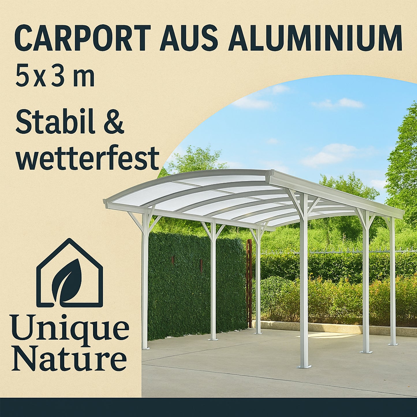 Design Carport - 505 x 300 cm Weiß