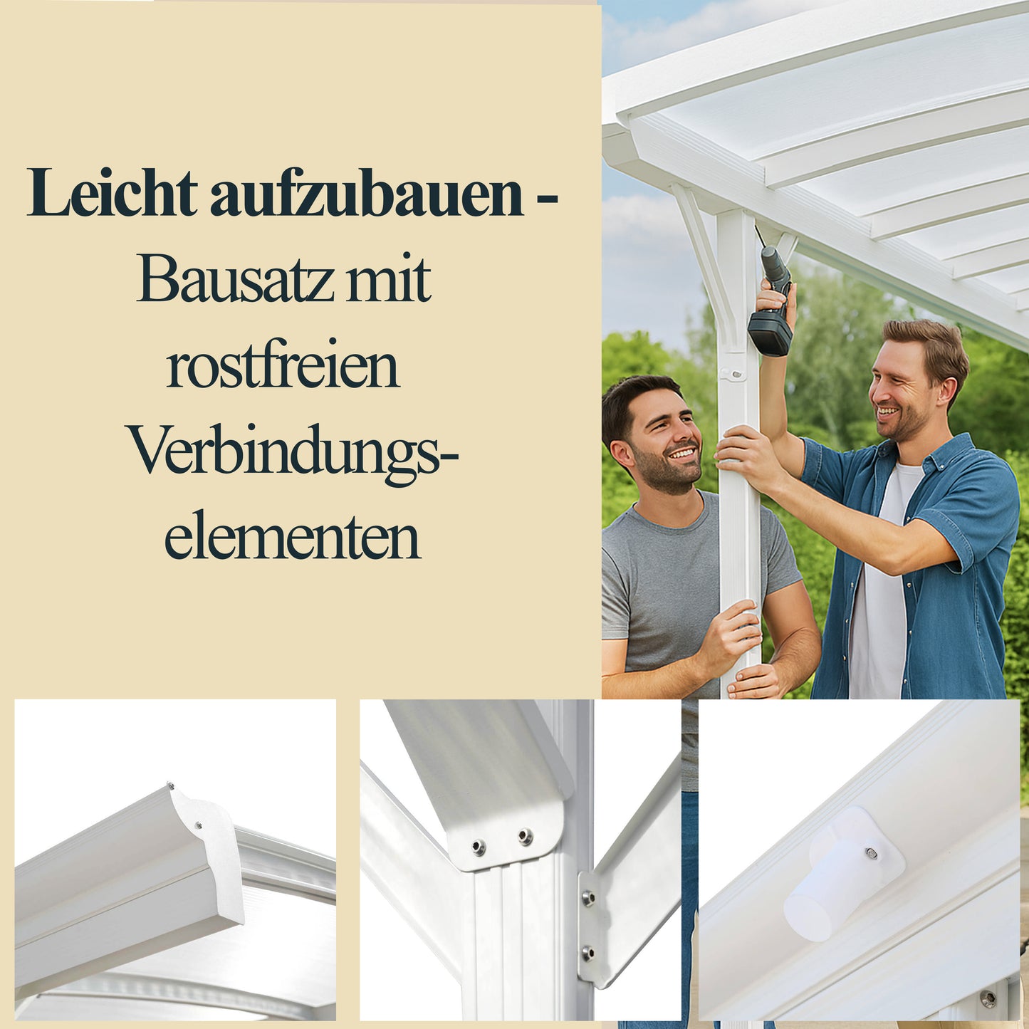Design Carport - 505 x 300 cm Weiß