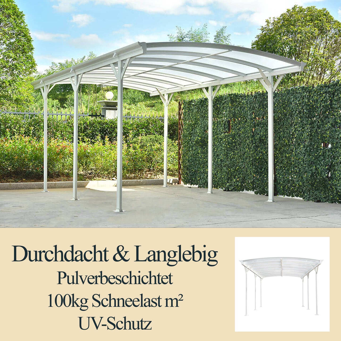 Design Carport - 505 x 300 cm Weiß