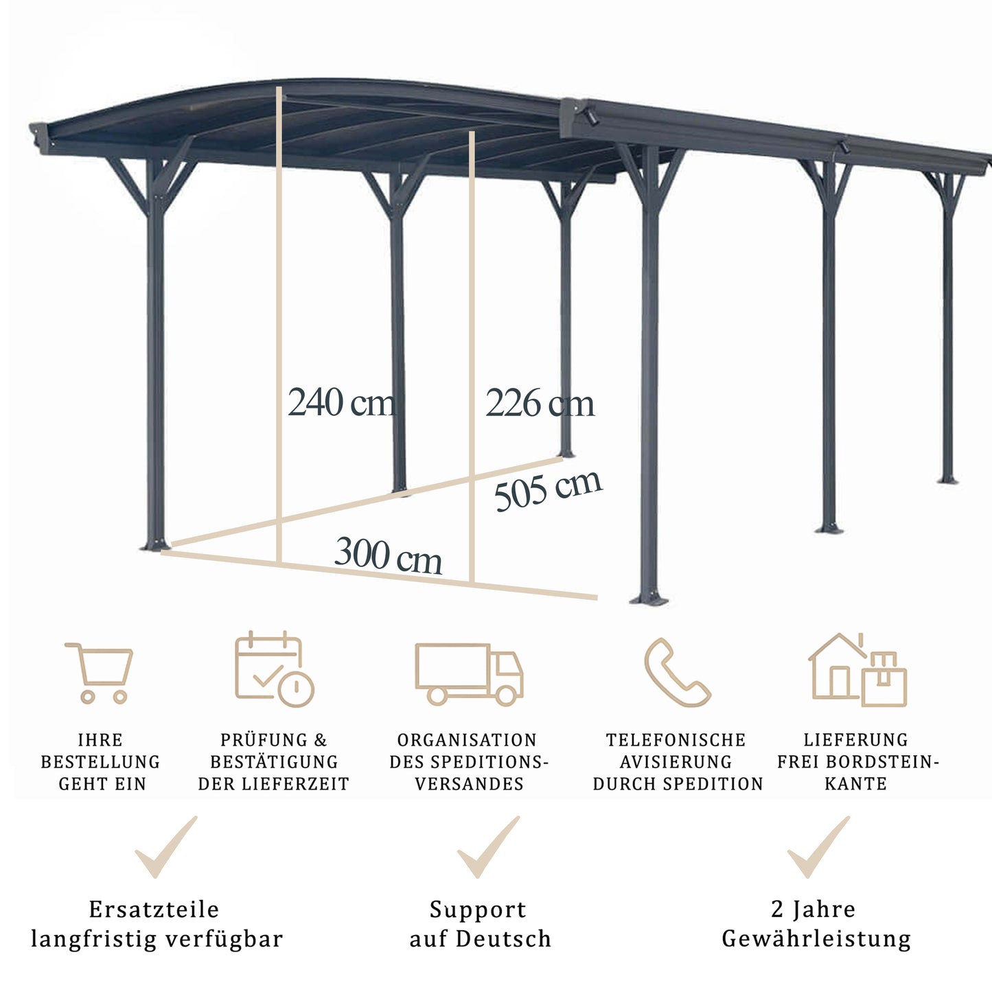 Design Carport - 505 x 300 cm Anthrazit
