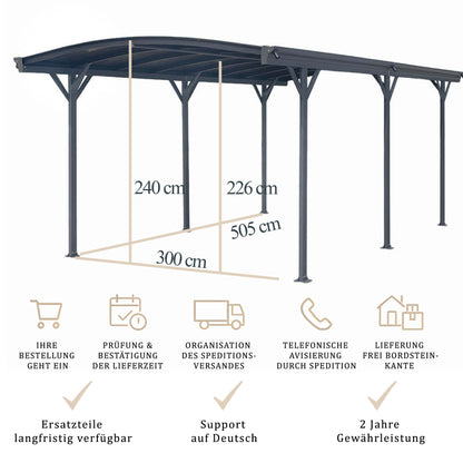 Design Carport - 505 x 300 cm Anthrazit