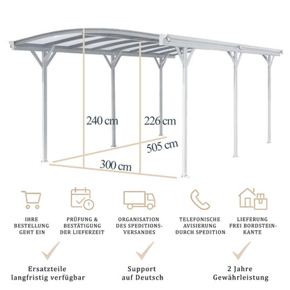 Design Carport - 505 x 300 cm Weiß