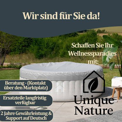 Outdoor Whirlpool inkl. Kissen, Getränkehalter und Sonnendach - Ø208 cm 6 Personen Grau