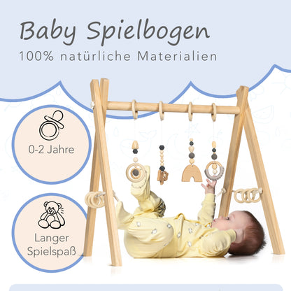 Spielbogen Baby aus Holz - Schadstofffreis Spieltrapez Baby Spielzeug ab 0 Monaten
