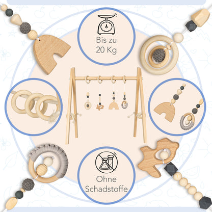 Spielbogen Baby aus Holz - Schadstofffreis Spieltrapez Baby Spielzeug ab 0 Monaten