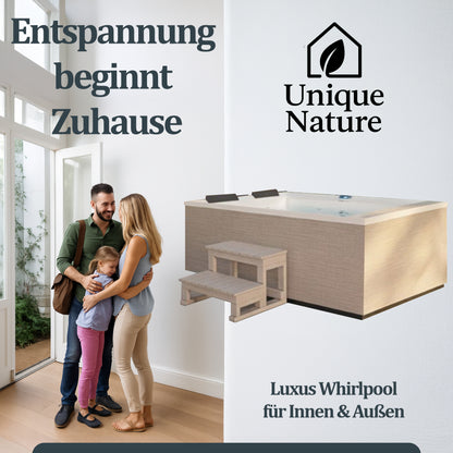 Outdoor Whirlpool optional mit Treppe und Thermoabdeckung - 190 x 140 cm für 2 Personen