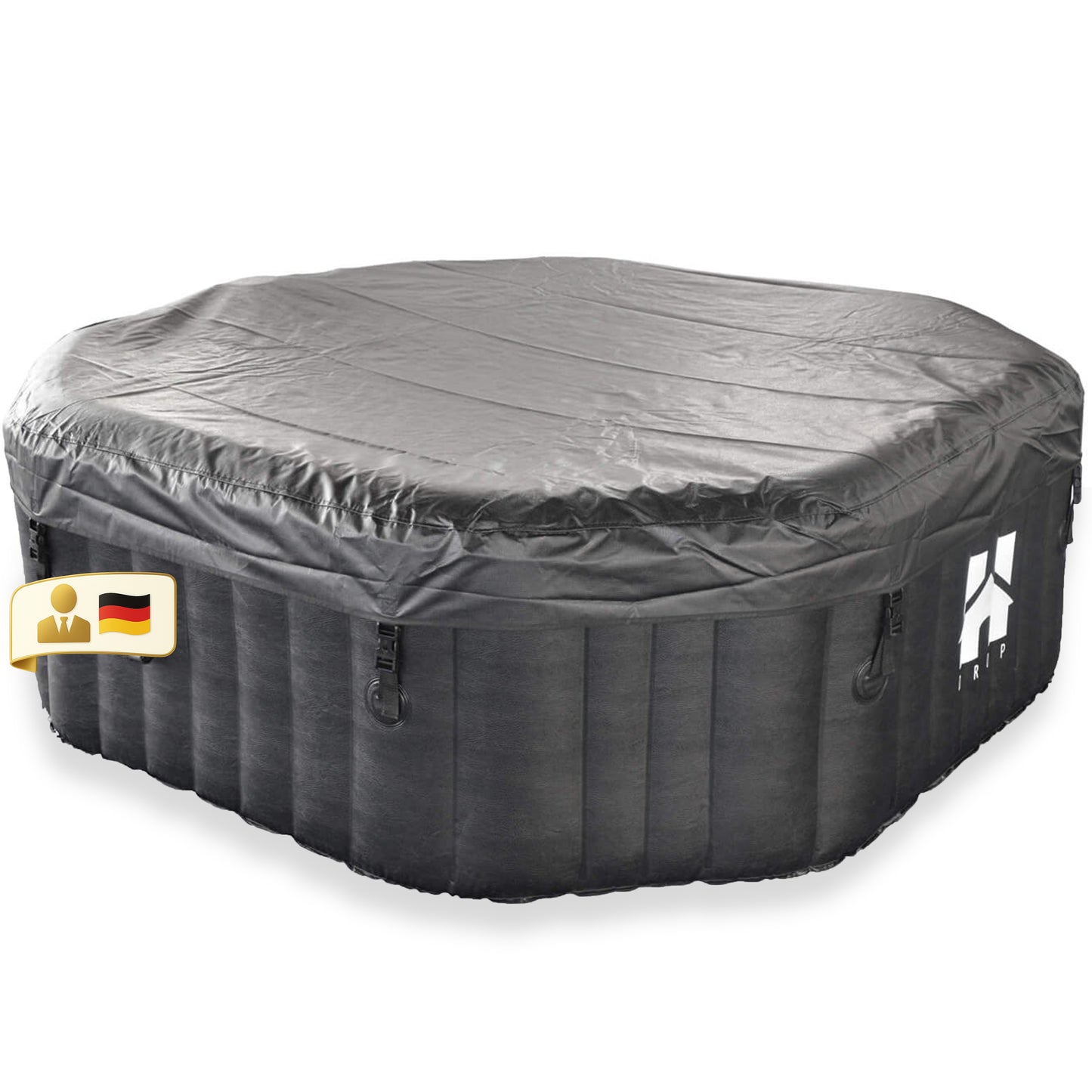 Outdoor Whirlpool optional inkl. Kissen, Getränkehalter und Sonnendach - ⌀185 cm Schwarz