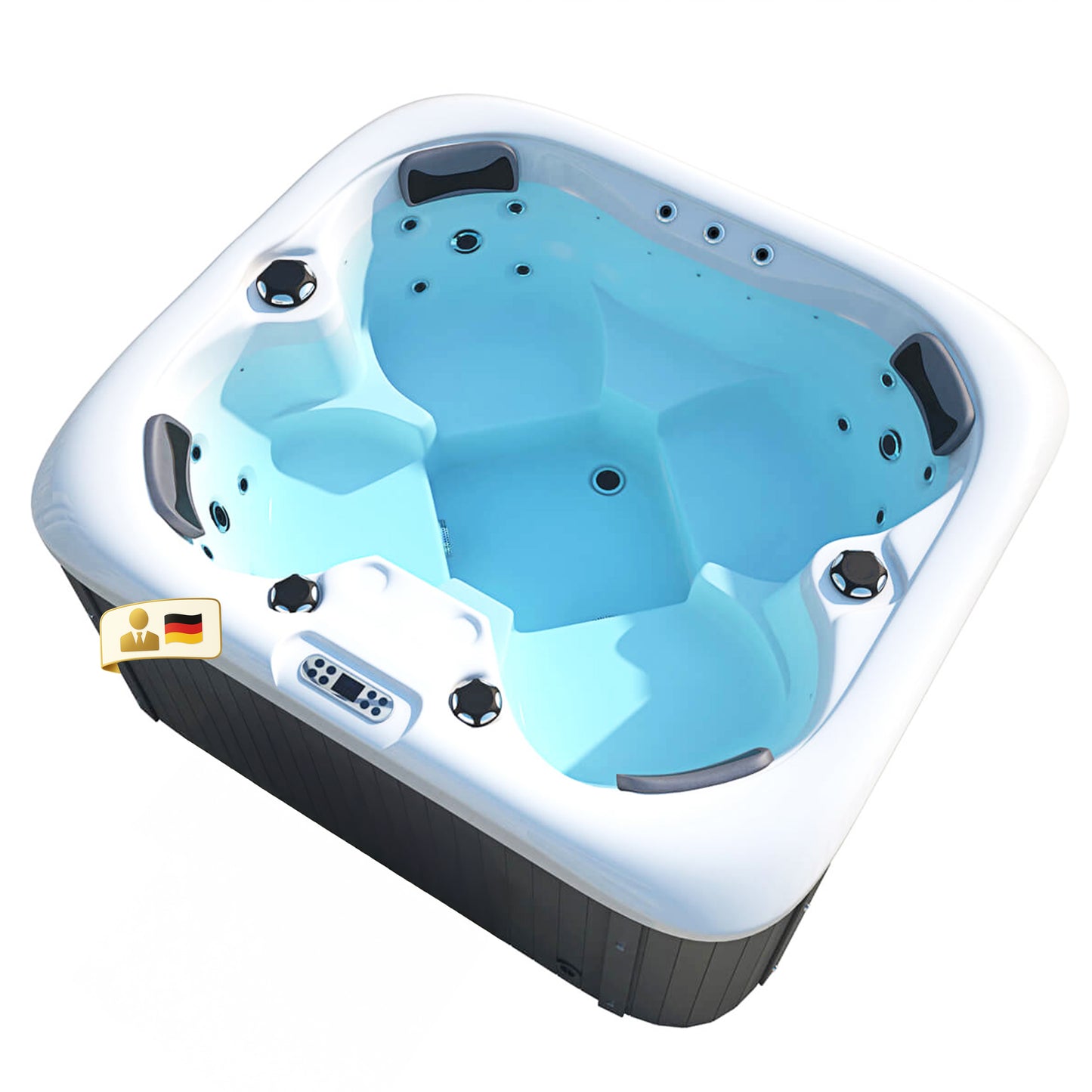 Outdoor Whirlpool optional mit Treppe und Thermoabdeckung 80 x 160 cm 4 Personen