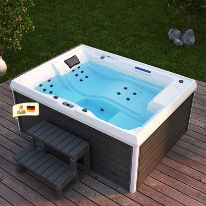 Outdoor Whirlpool optional mit Treppe und Thermoabdeckung 211 x 156 cm für 3 Personen
