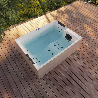 Outdoor Whirlpool optional mit Treppe und Thermoabdeckung - 190 x 140 cm für 2 Personen